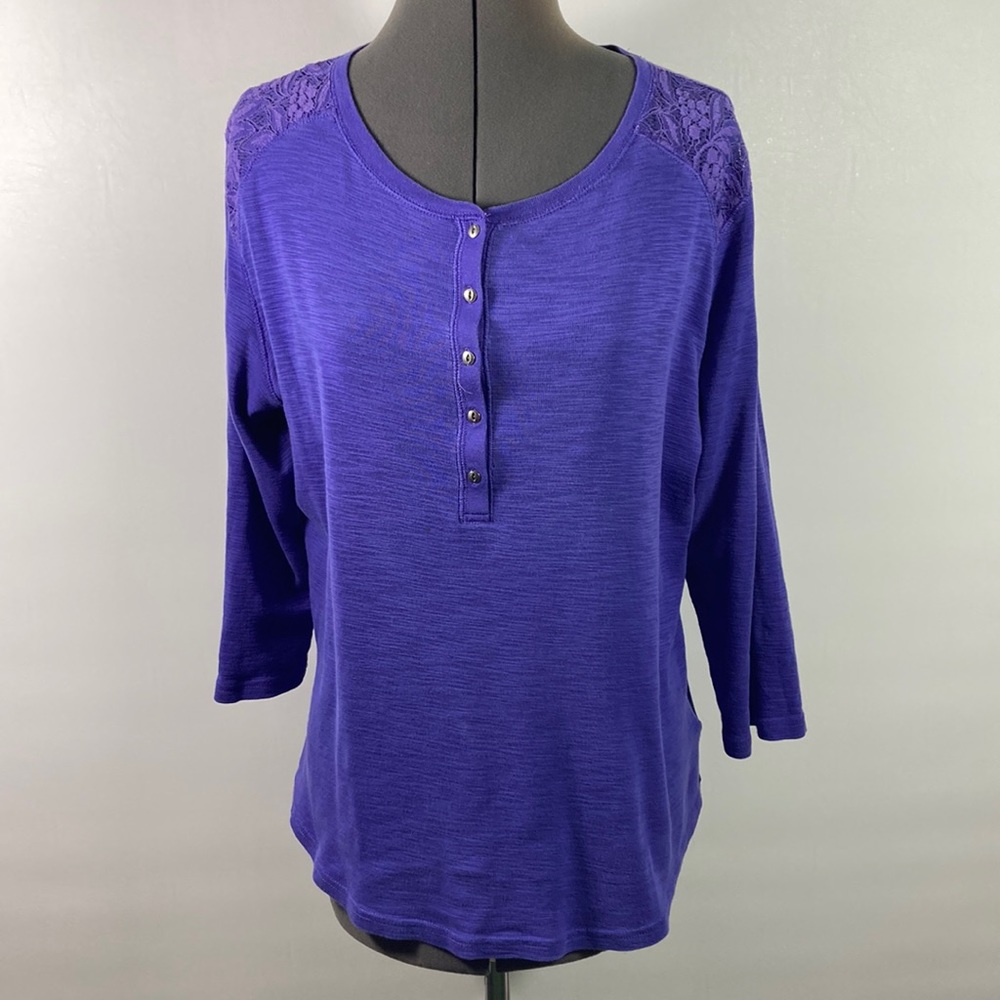 Chaps XL Purple/Blue Women's Top with Lace Detail